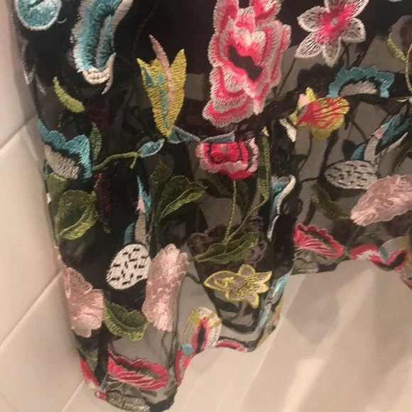 Perfect black floral dress 👗Cynthia Roxley💃sz L - Picture 3 of 5